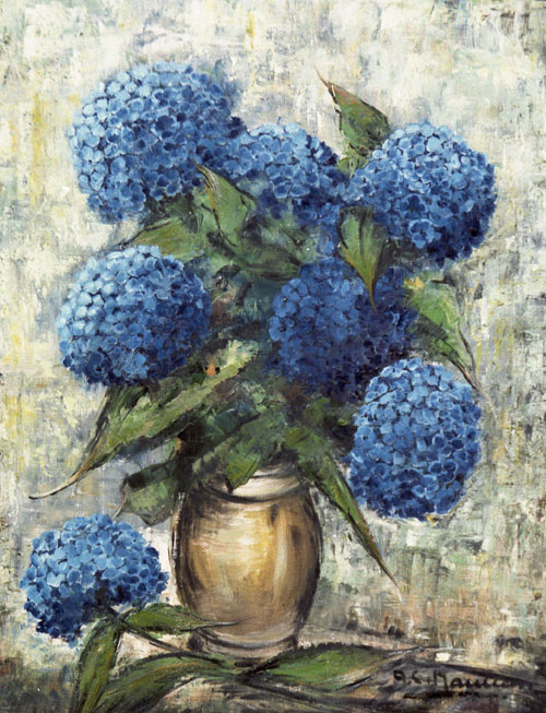 les hortensias bleus tableau du peintre nauleau